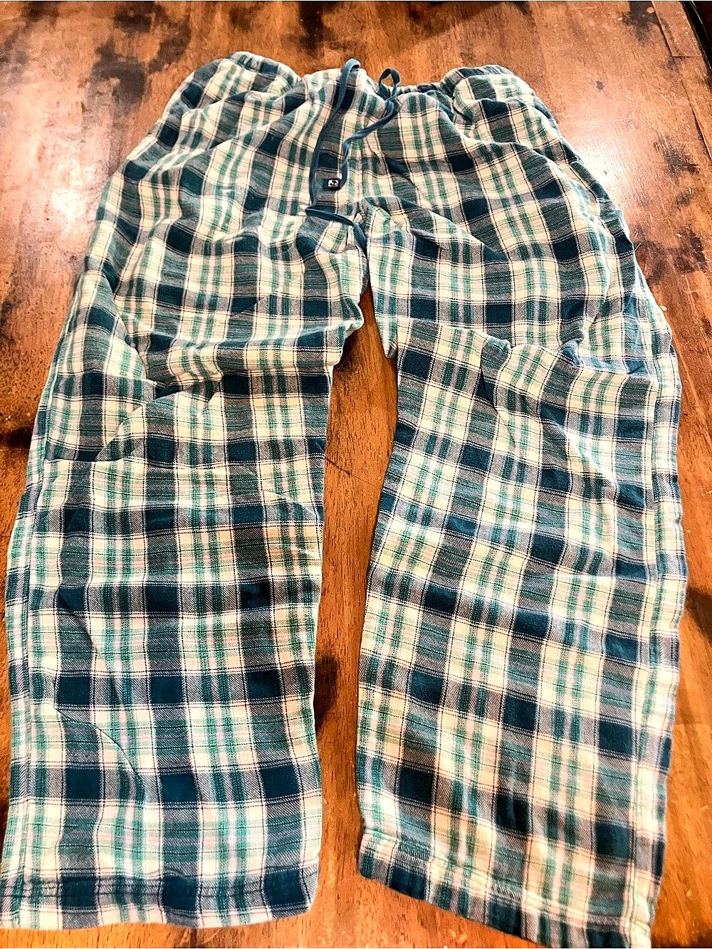 VTG Big Dogs Plaid Flannel Pajama Pants Large 90s Y2K Teal Green Grunge Sleep